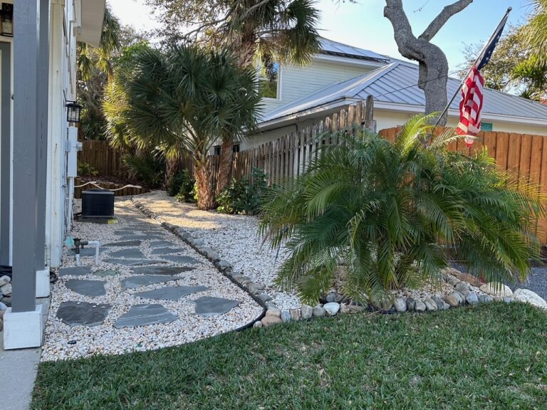 Walkway with large format stepping stones