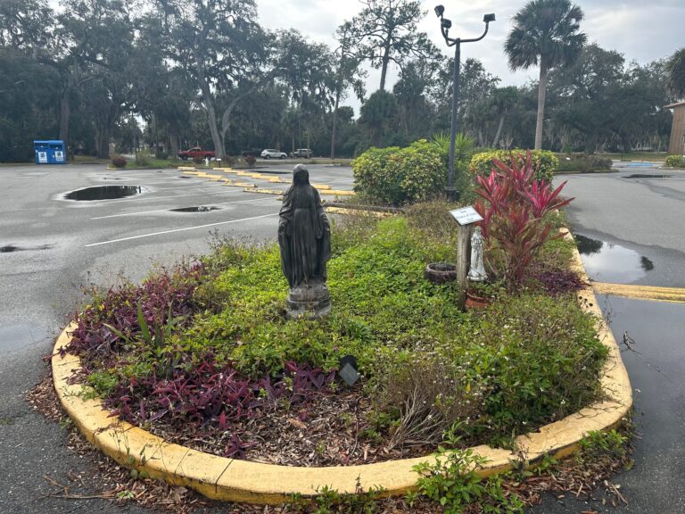 Sacred Heart Church - Wide Parking Area View